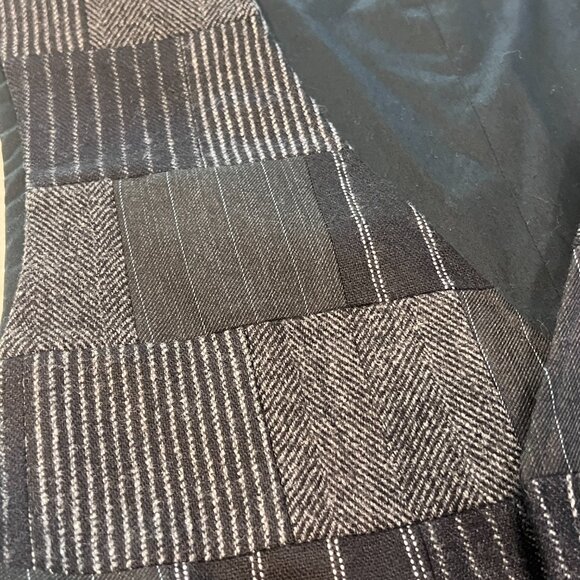 Express‎ Men's Vest Size L Patchwork Wool Blend Black Gray Stripe Herringbone - Picture 9 of 10